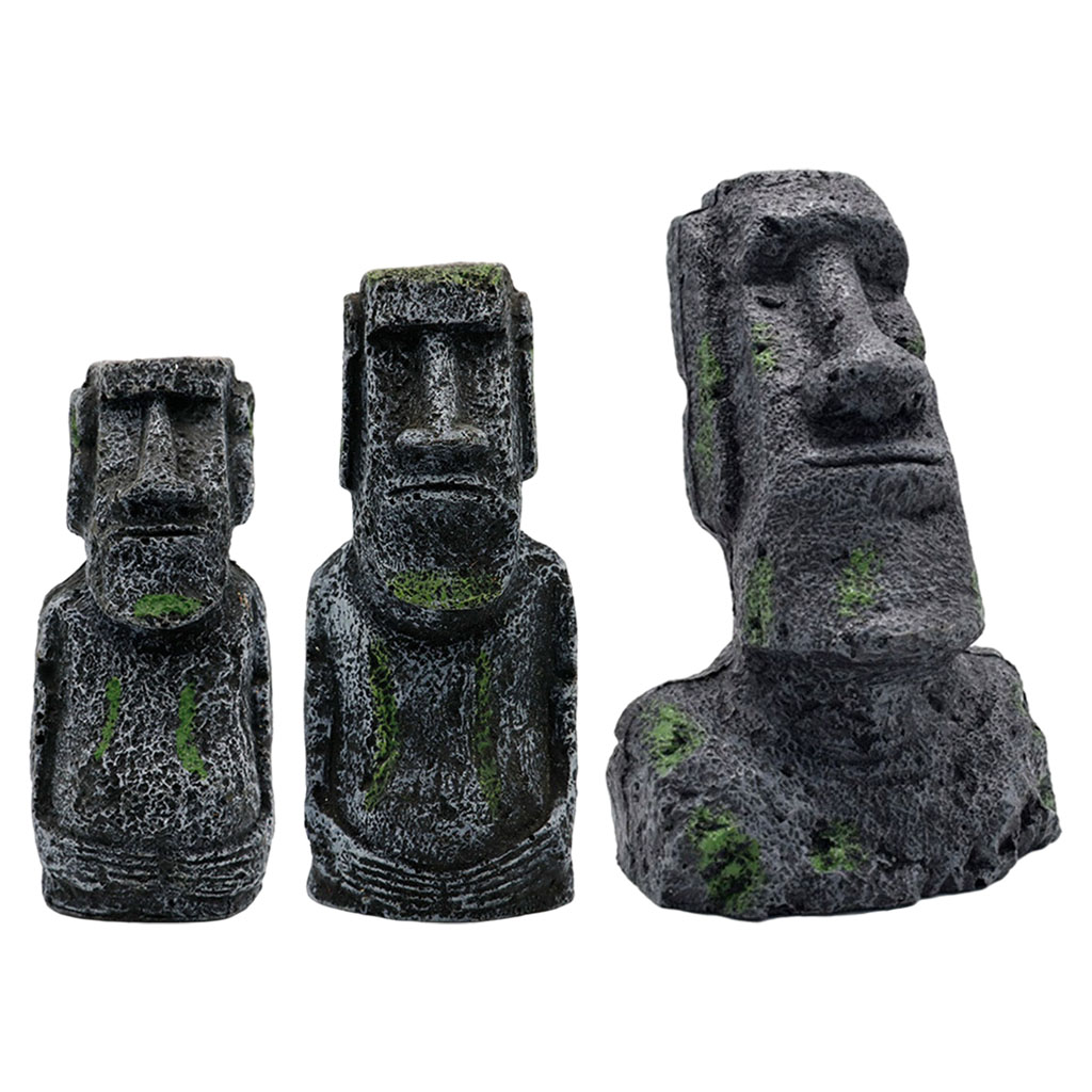 Aquarium Fish Pot - Akvaryum Moai Heykelleri Paskalya Adası Kafa