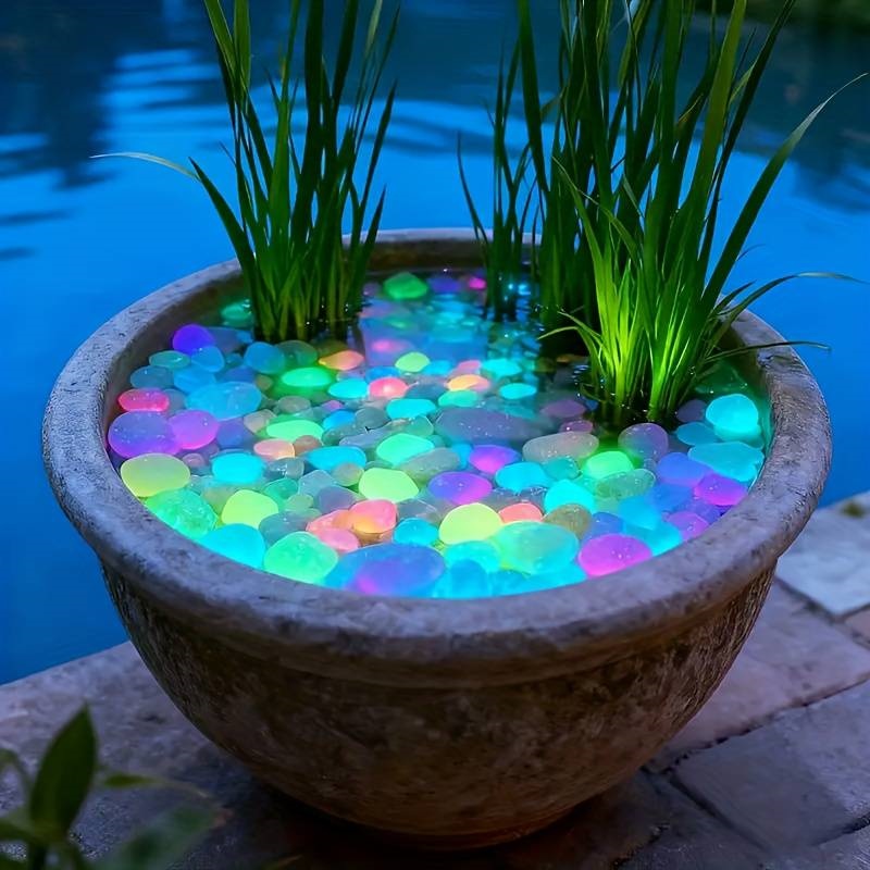 Aquarium Fish Glow In The Dark - 200 Adet Karanlıkta Parlayan Bahçe Çakılları,