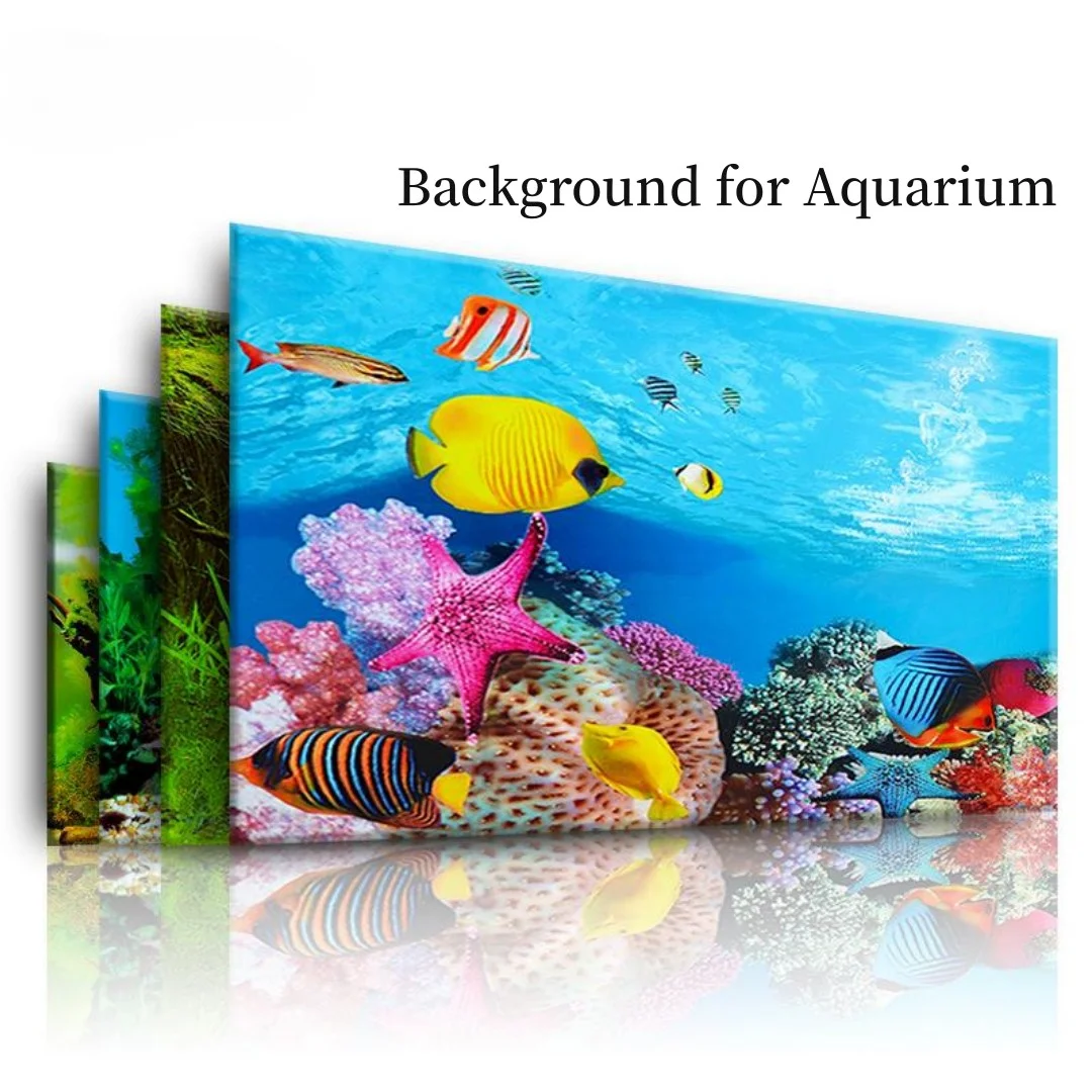 Aquarium Fish Cartoon - Arka plan Akvaryum 3D Etiket Posteri