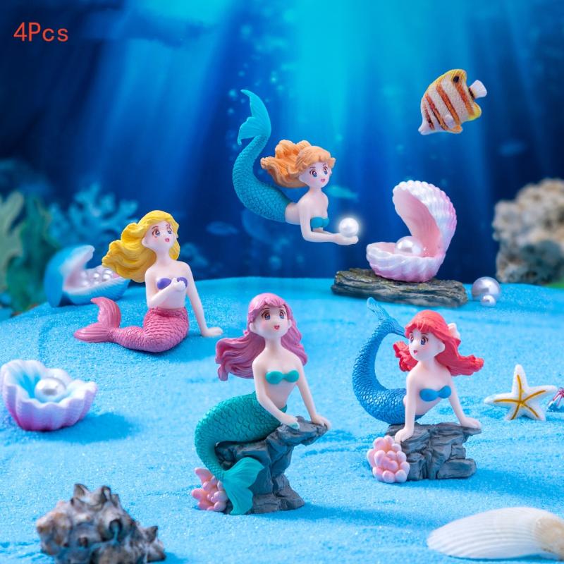 Aquarium Fish Cartoon - 4 adet plastik balık tankı küçük