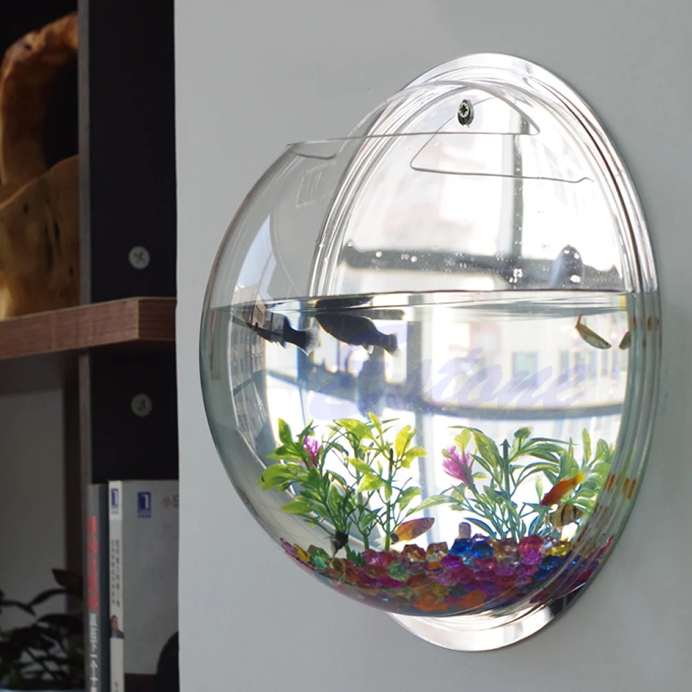 Aquarium Fish Pot - Pot Duvar Asılı Montaj Kabarcık Akvaryum