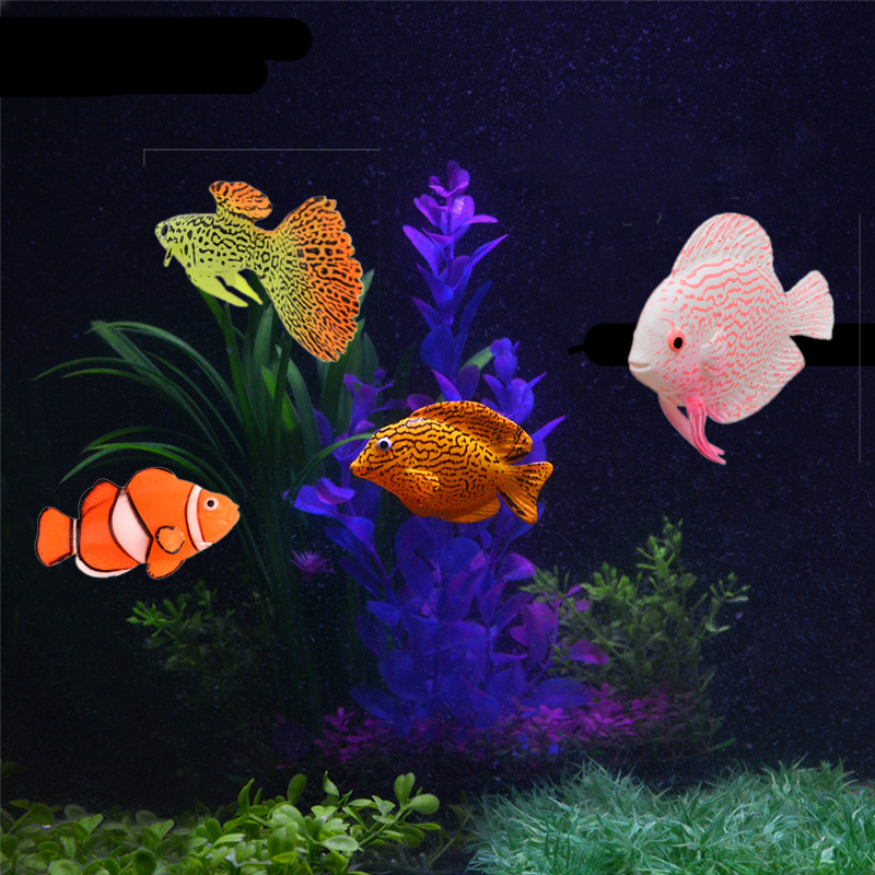 Aquarium Fish Glow In The Dark - Karanlıkta Parlayan Silikon Balık Akvaryumu Dekorasyonu