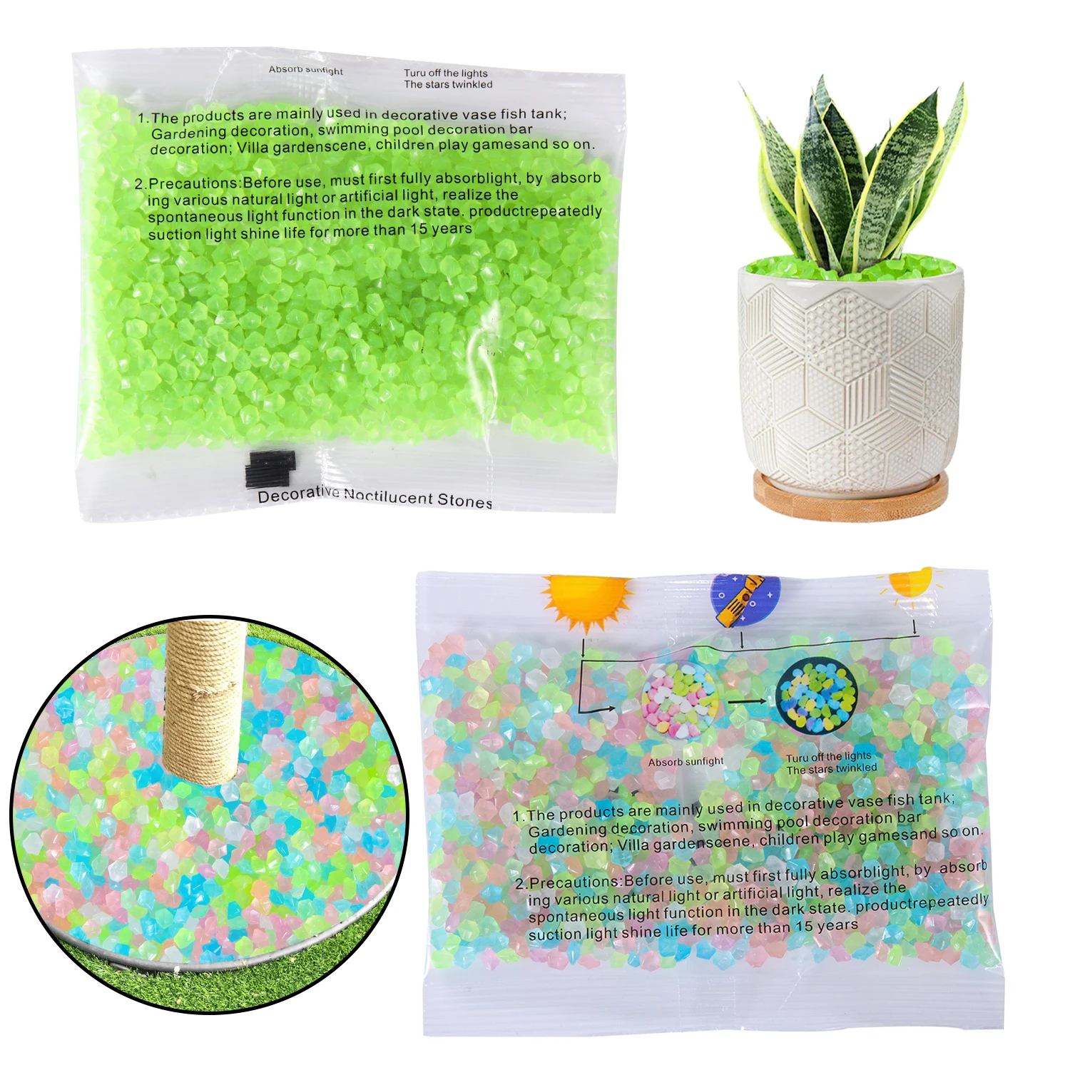 50 g/torba dekor aydınlık kum  - Aquarium Fish Glow In The Dark incelemesi ve fiyatı